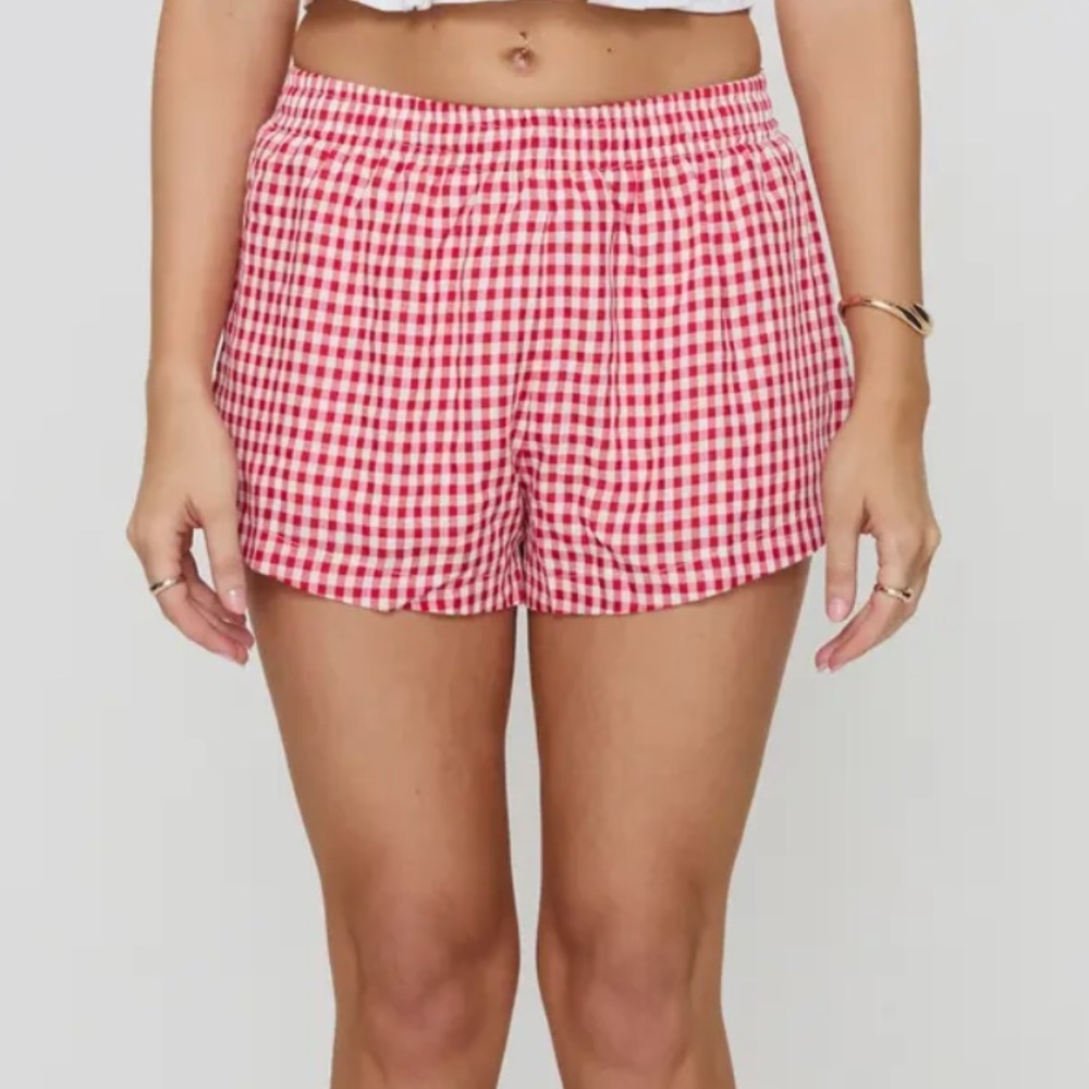 Princess Polly Red Checkered/gingham Shorts